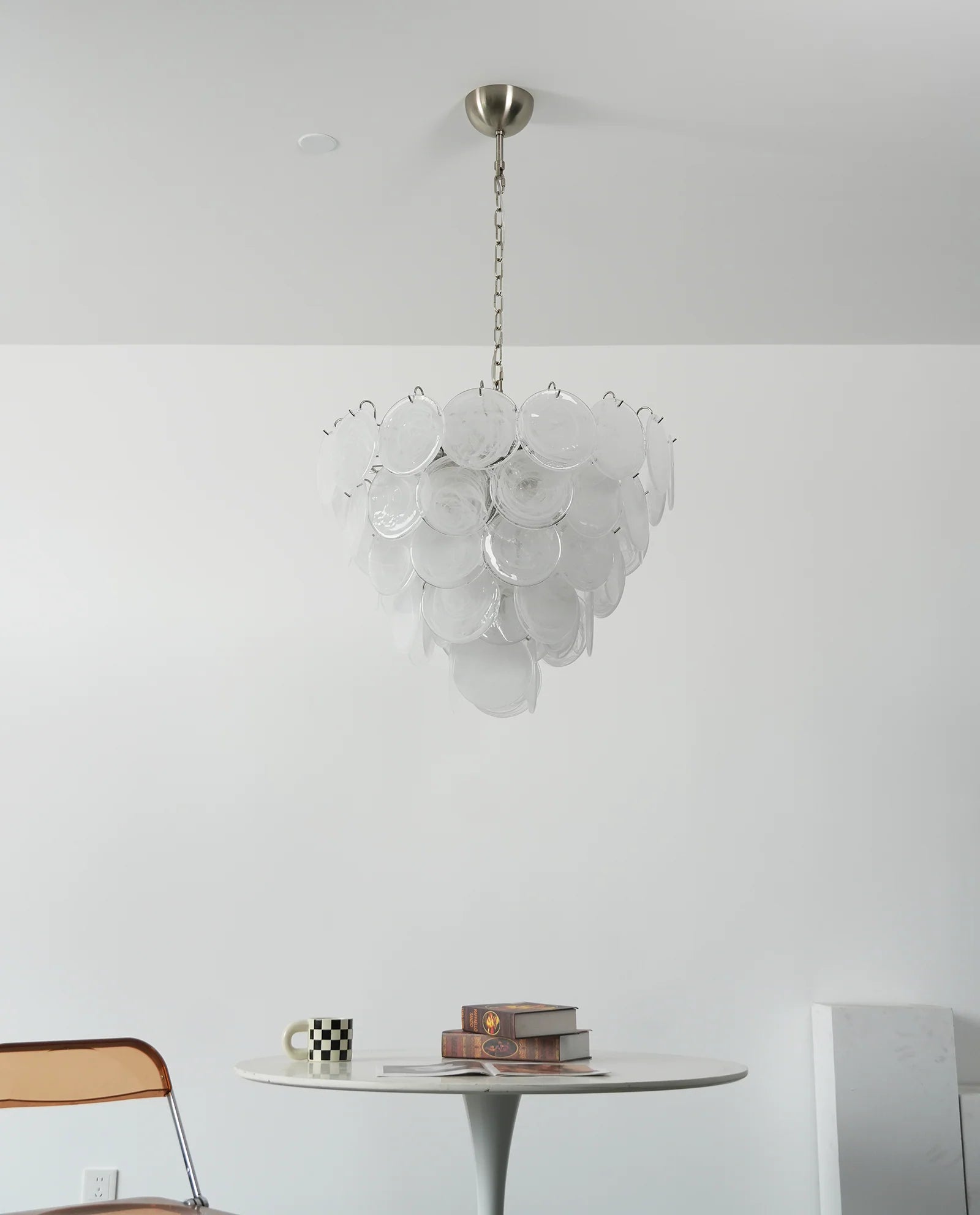 Elegant White Murano Disc Chandelier - Nuvé