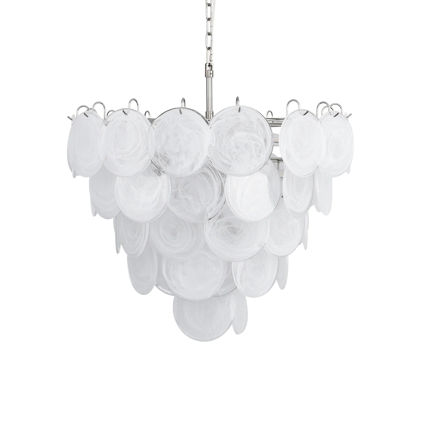 Elegant White Murano Disc Chandelier - Nuvé