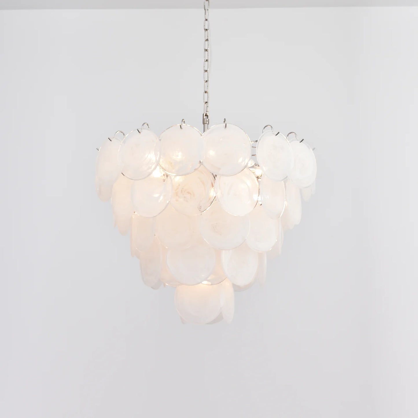 Elegant White Murano Disc Chandelier - Nuvé