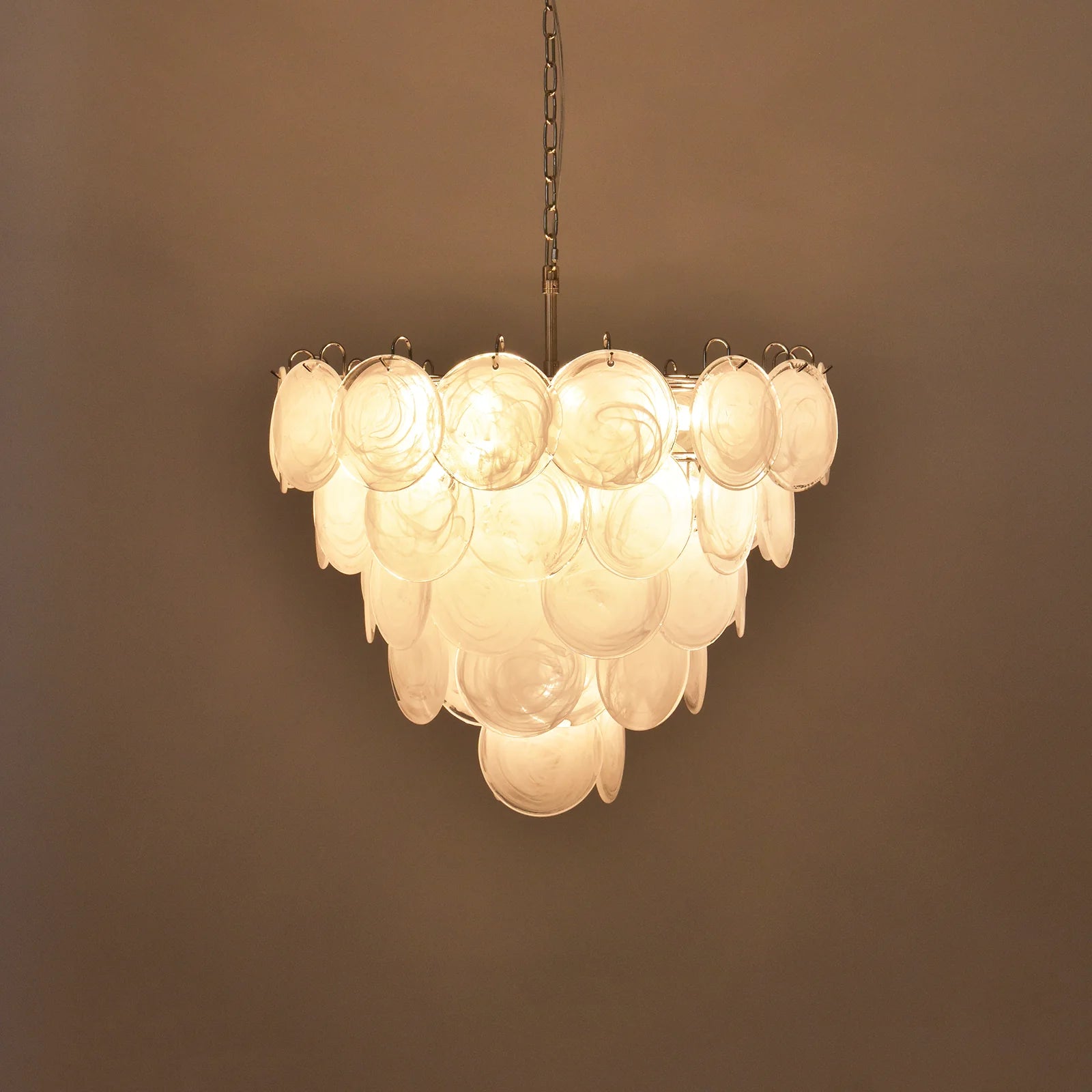 Elegant White Murano Disc Chandelier - Nuvé