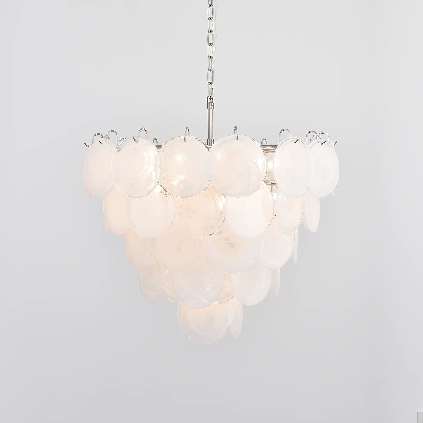 Elegant White Murano Disc Chandelier - Nuvé