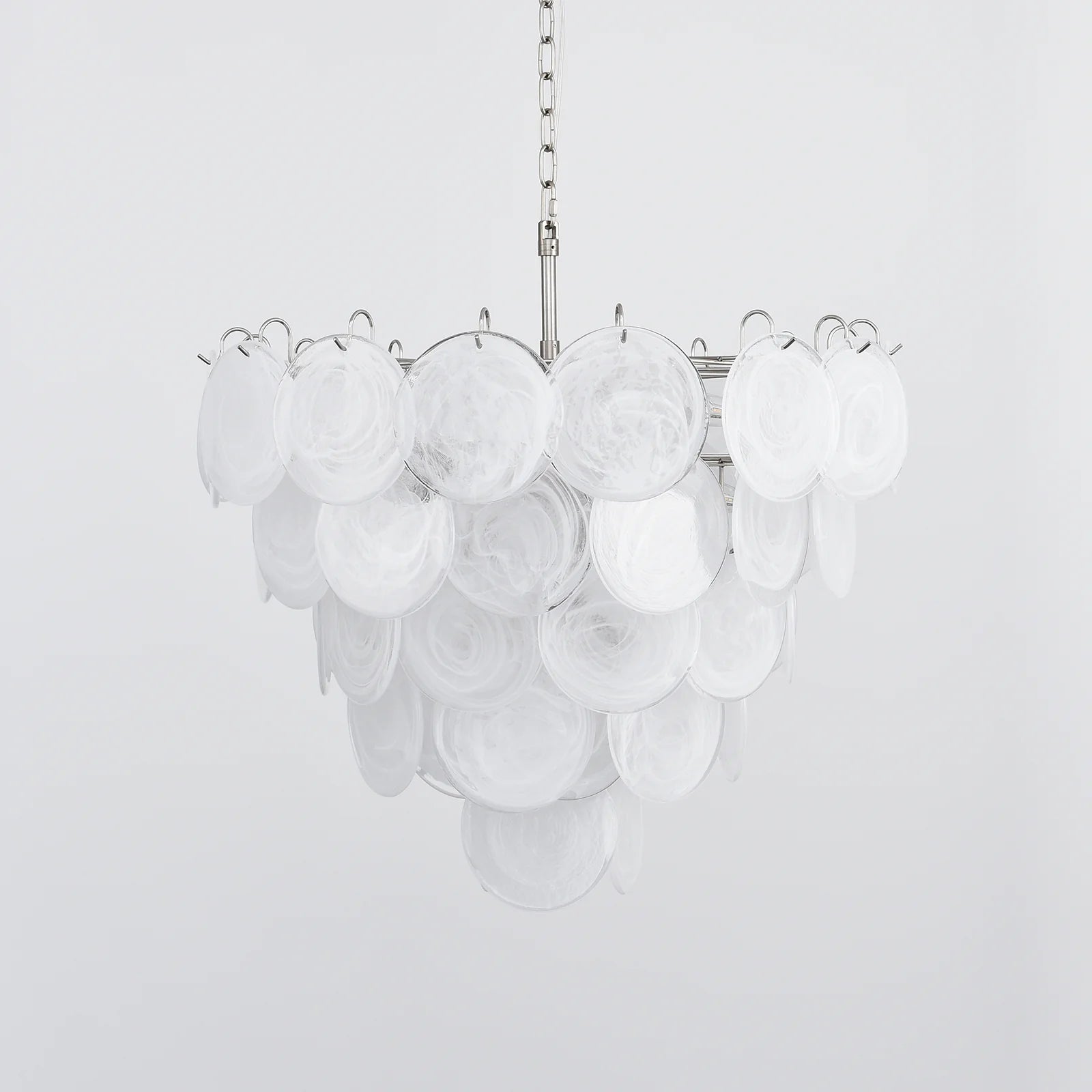 Elegant White Murano Disc Chandelier - Nuvé