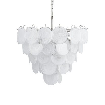 Elegant White Murano Disc Chandelier - Nuvé