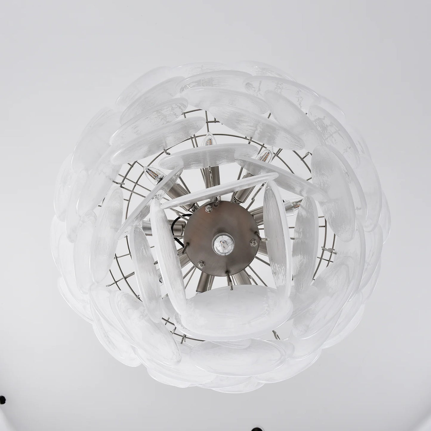 Elegant White Murano Disc Chandelier - Nuvé