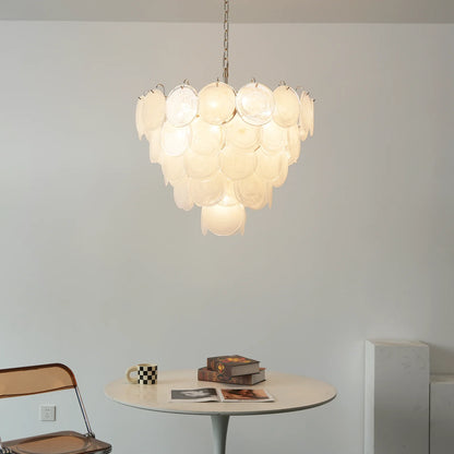 Elegant White Murano Disc Chandelier - Nuvé