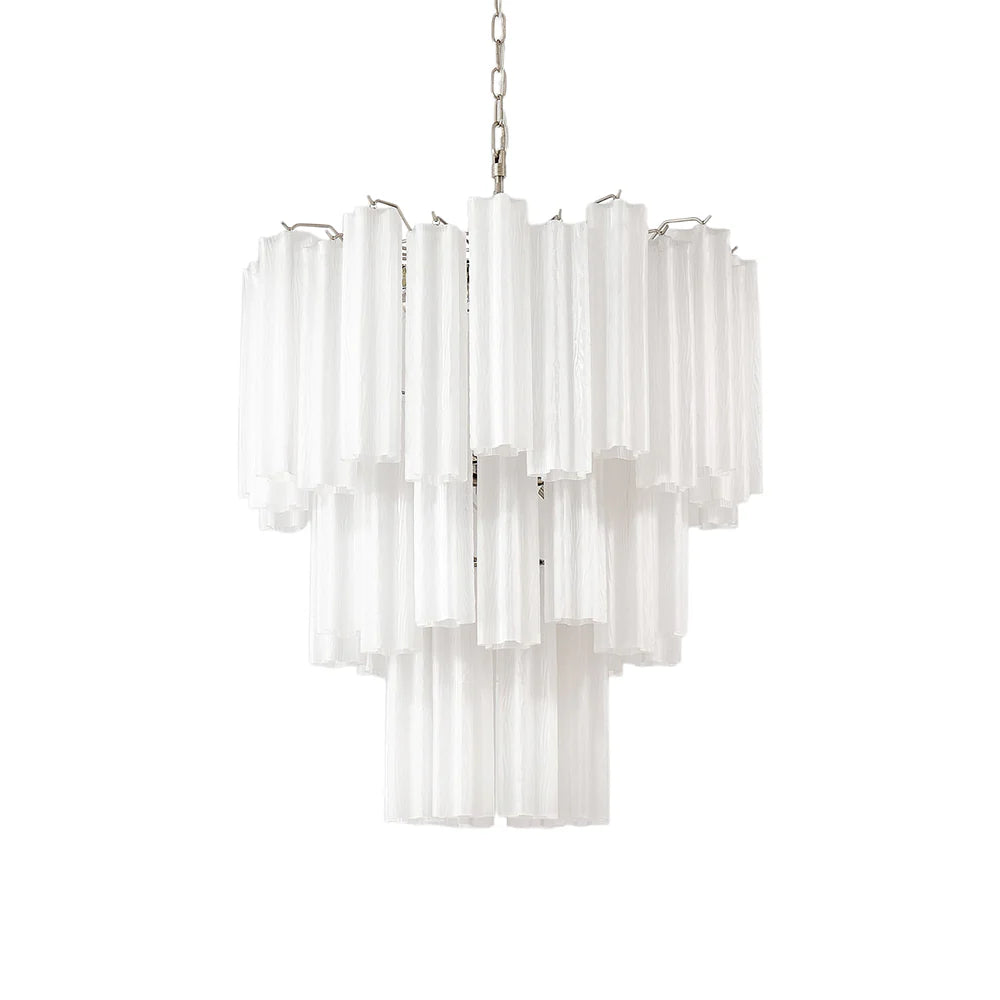 Elegant White Murano Glass Tube Chandelier - Nuvé