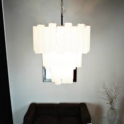 Elegant White Murano Glass Tube Chandelier - Nuvé