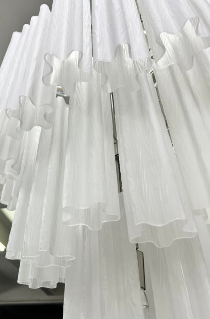 Elegant White Murano Glass Tube Chandelier - Nuvé