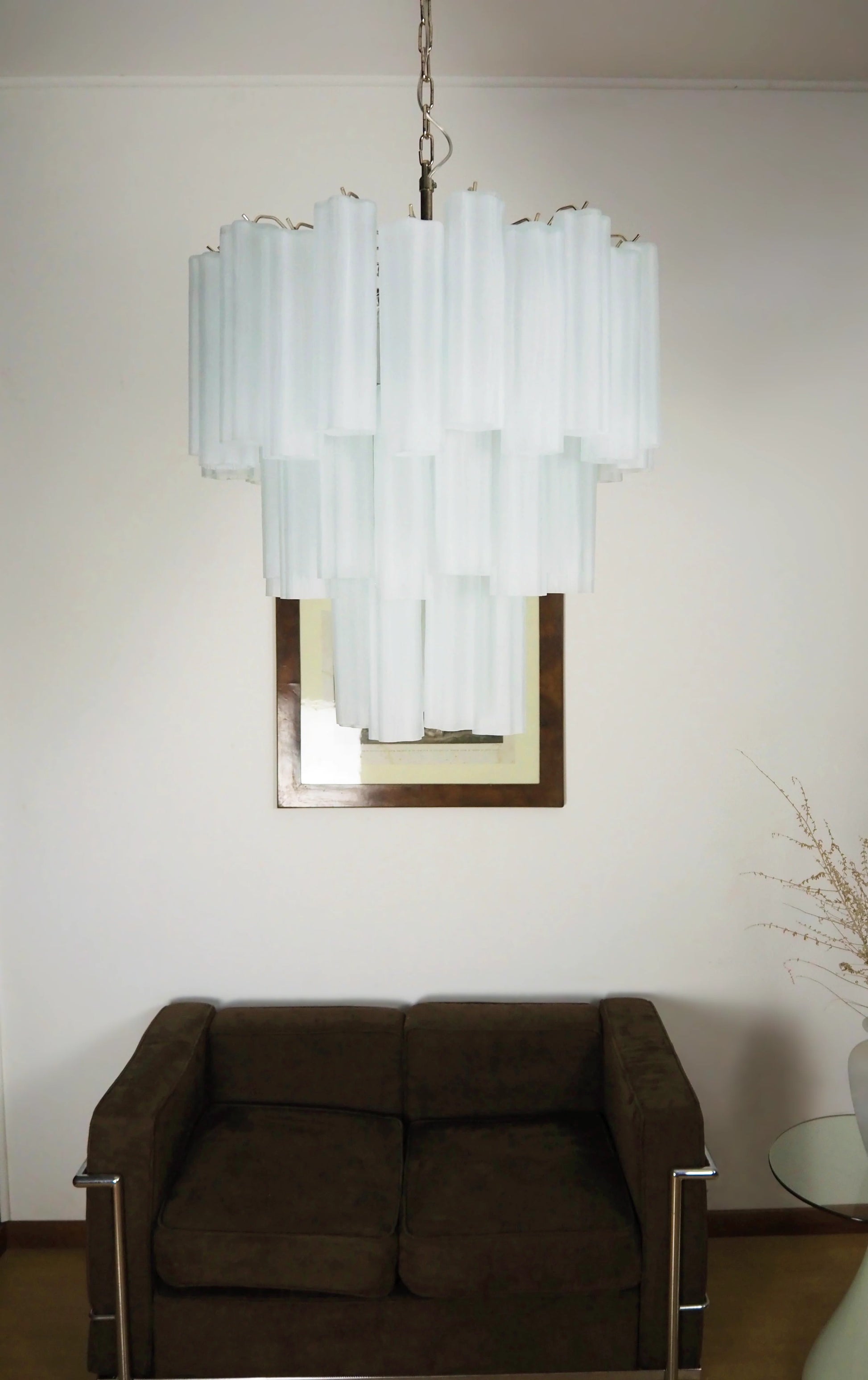 Elegant White Murano Glass Tube Chandelier - Nuvé