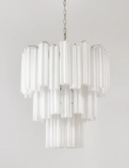 Elegant White Murano Glass Tube Chandelier - Nuvé
