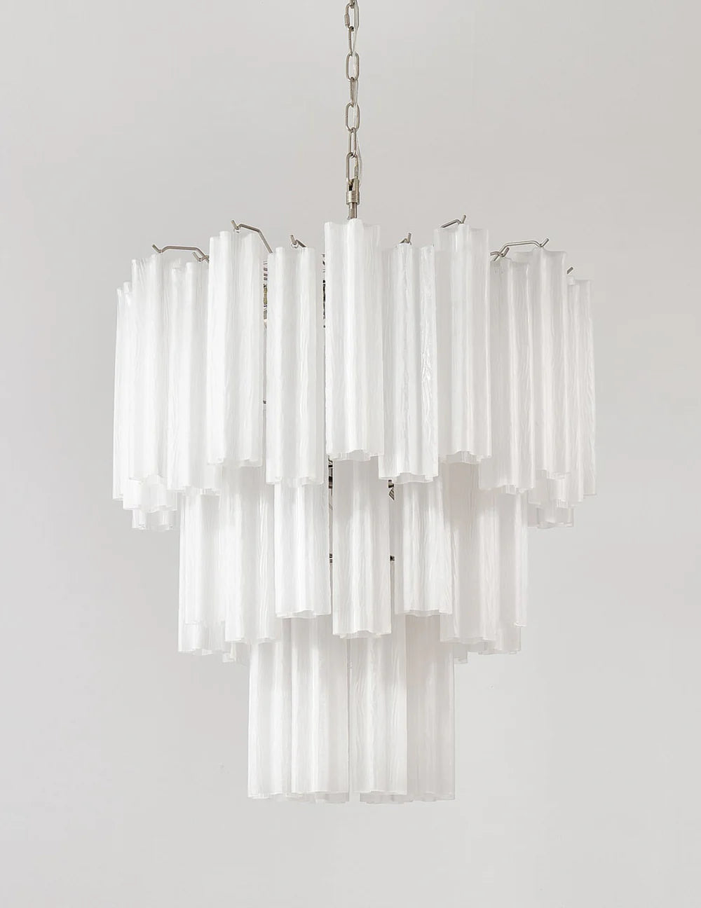 Elegant White Murano Glass Tube Chandelier