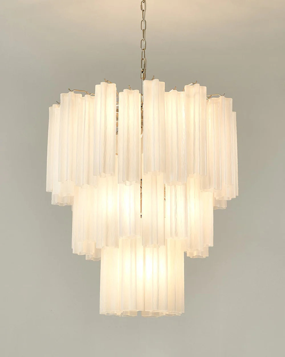 Elegant White Murano Glass Tube Chandelier - Nuvé