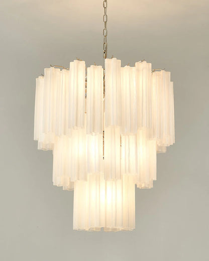 Elegant White Murano Glass Tube Chandelier - Nuvé
