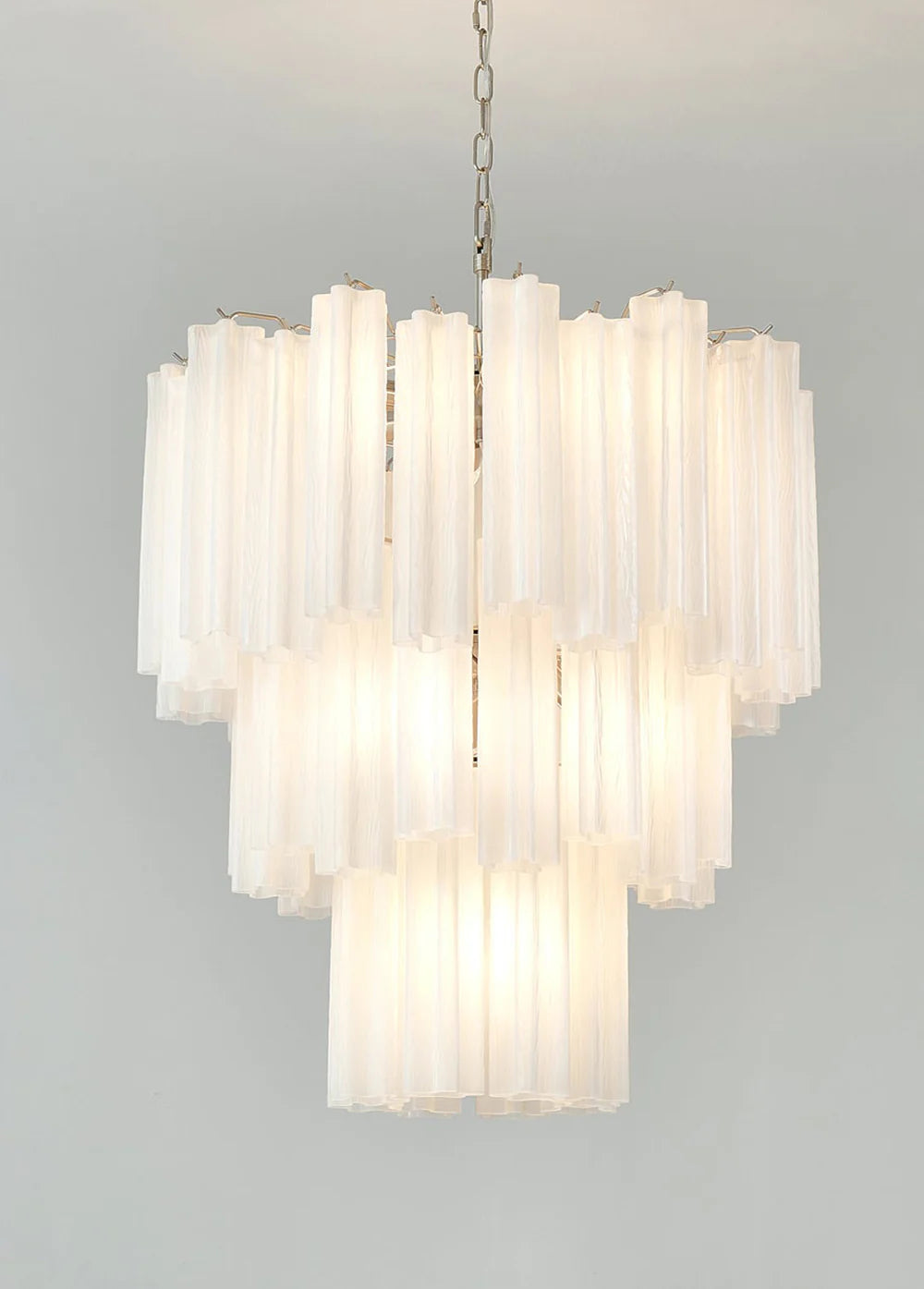 Elegant White Murano Glass Tube Chandelier - Nuvé