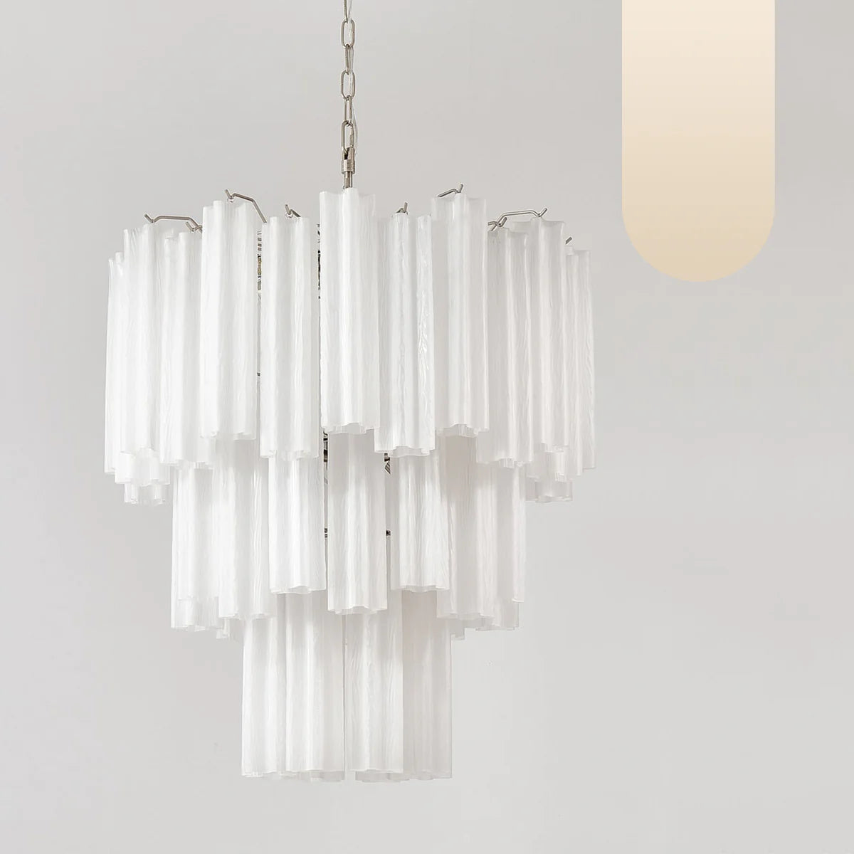 Elegant White Murano Glass Tube Chandelier - Nuvé