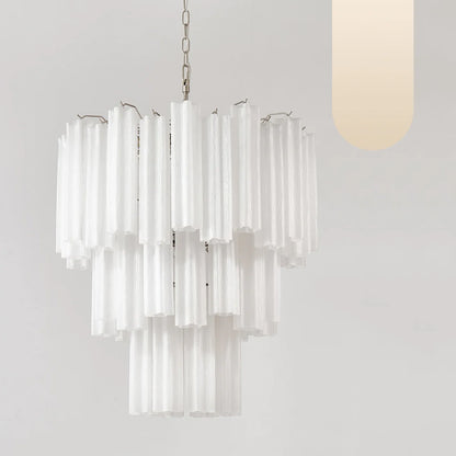 Elegant White Murano Glass Tube Chandelier - Nuvé
