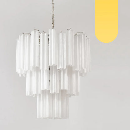 Elegant White Murano Glass Tube Chandelier - Nuvé