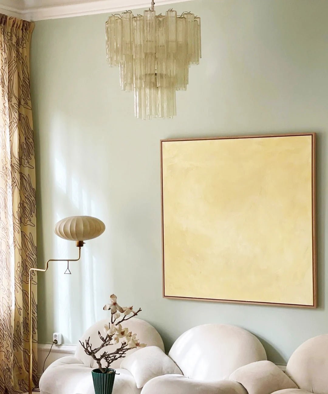 Elegant Yellow Murano Glass Tube Chandelier - Nuvé
