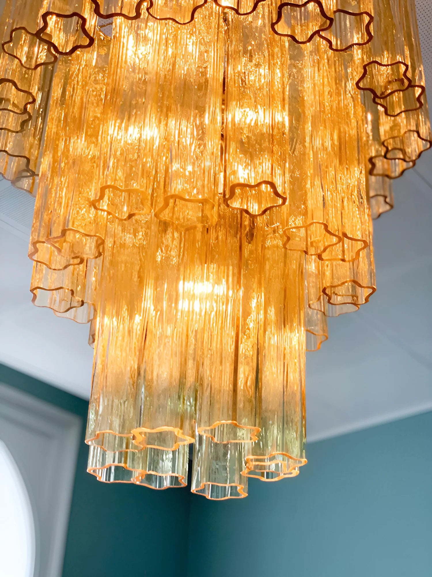 Elegant Yellow Murano Glass Tube Chandelier - Nuvé