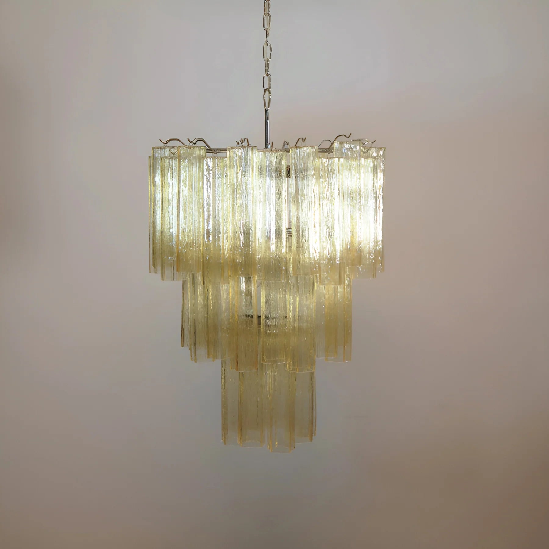 Elegant Yellow Murano Glass Tube Chandelier - Nuvé
