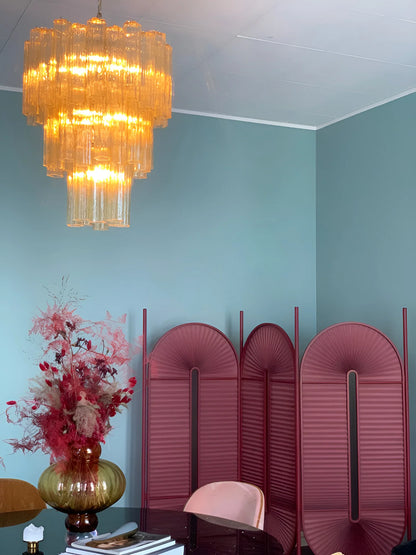 Elegant Yellow Murano Glass Tube Chandelier - Nuvé