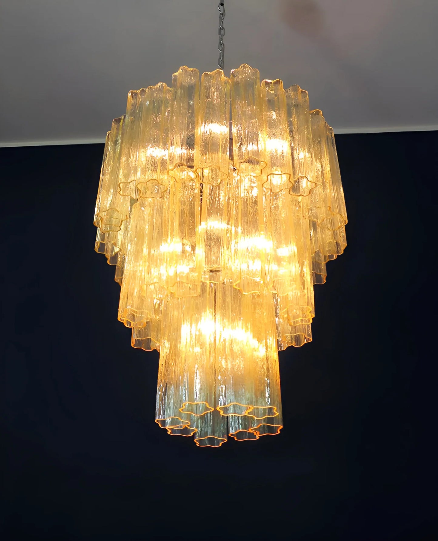Elegant Yellow Murano Glass Tube Chandelier - Nuvé