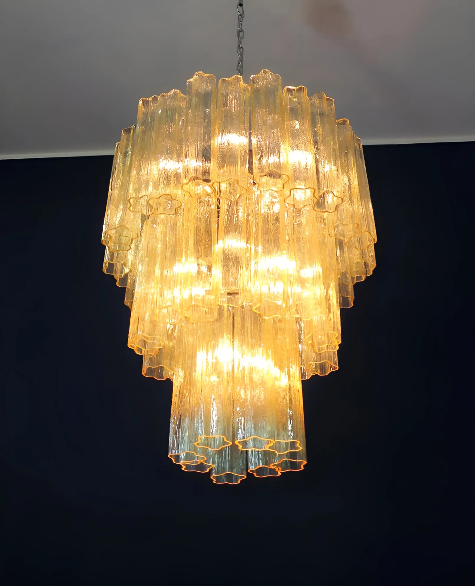 Elegant Yellow Murano Glass Tube Chandelier - Nuvé
