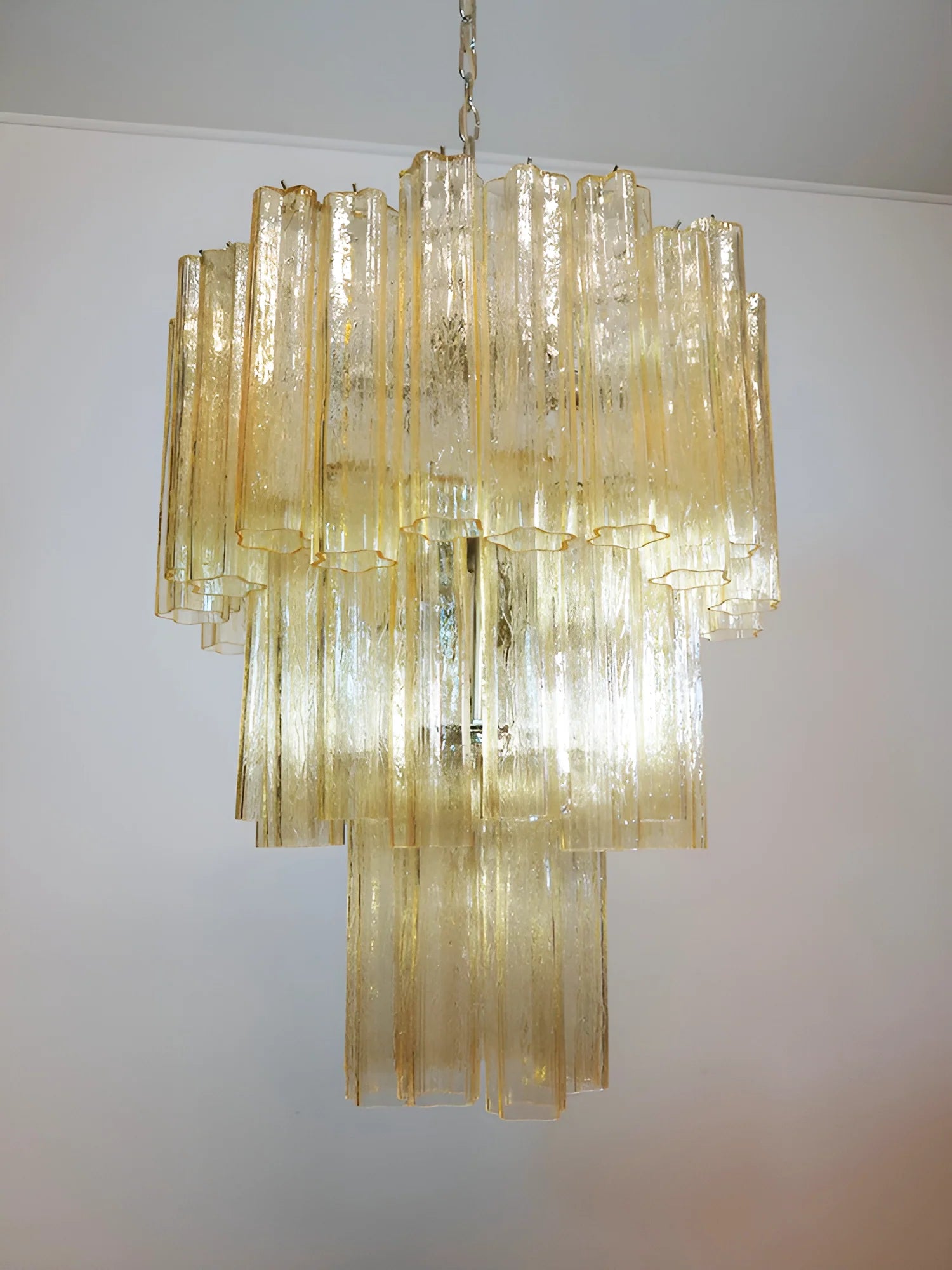 Elegant Yellow Murano Glass Tube Chandelier - Nuvé
