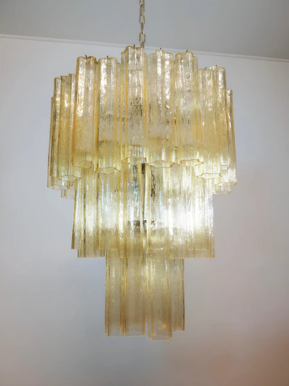 Elegant Yellow Murano Glass Tube Chandelier - Nuvé