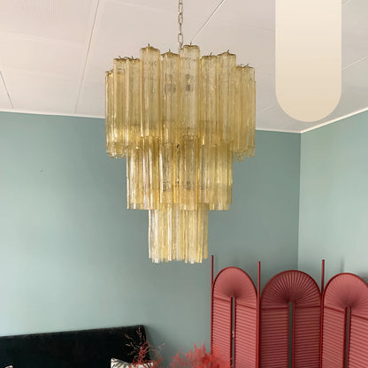 Elegant Yellow Murano Glass Tube Chandelier - Nuvé