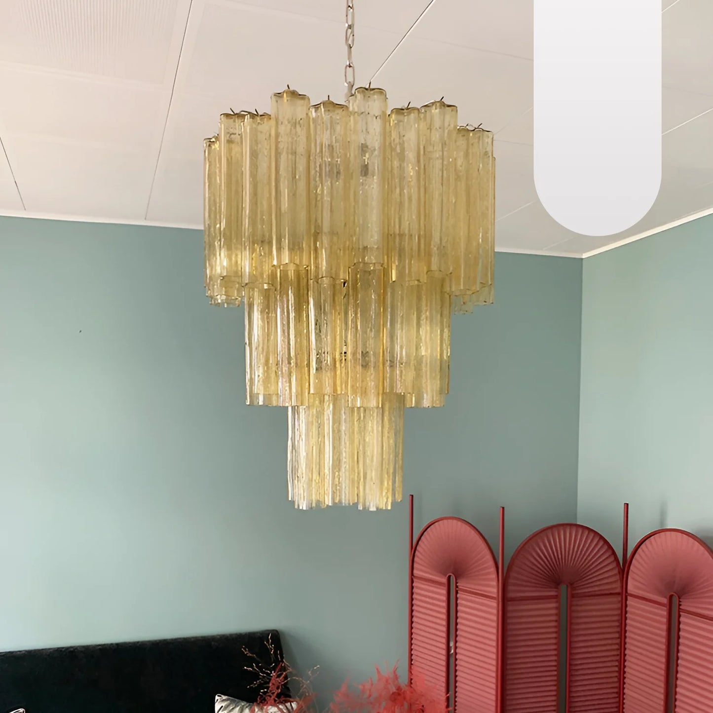 Elegant Yellow Murano Glass Tube Chandelier - Nuvé