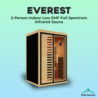 Peak Saunas Everest 2-Person Full Spectrum Infrared Sauna with XL Medical-Grade Red Light Therapy & Smart WiFi App Control - Nuvé