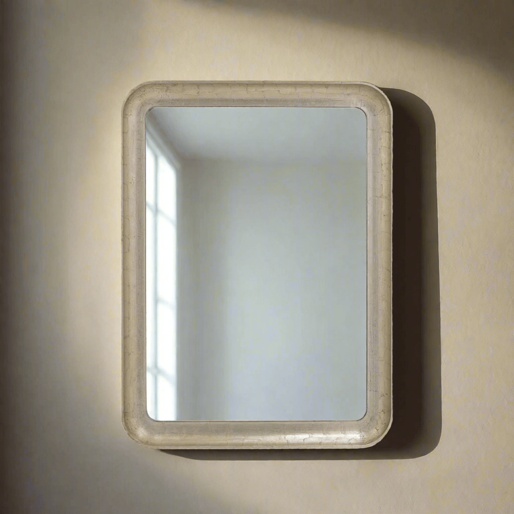 Art Deco Champagne Silver Wall Mirror with Beveled Glass - Nuvé