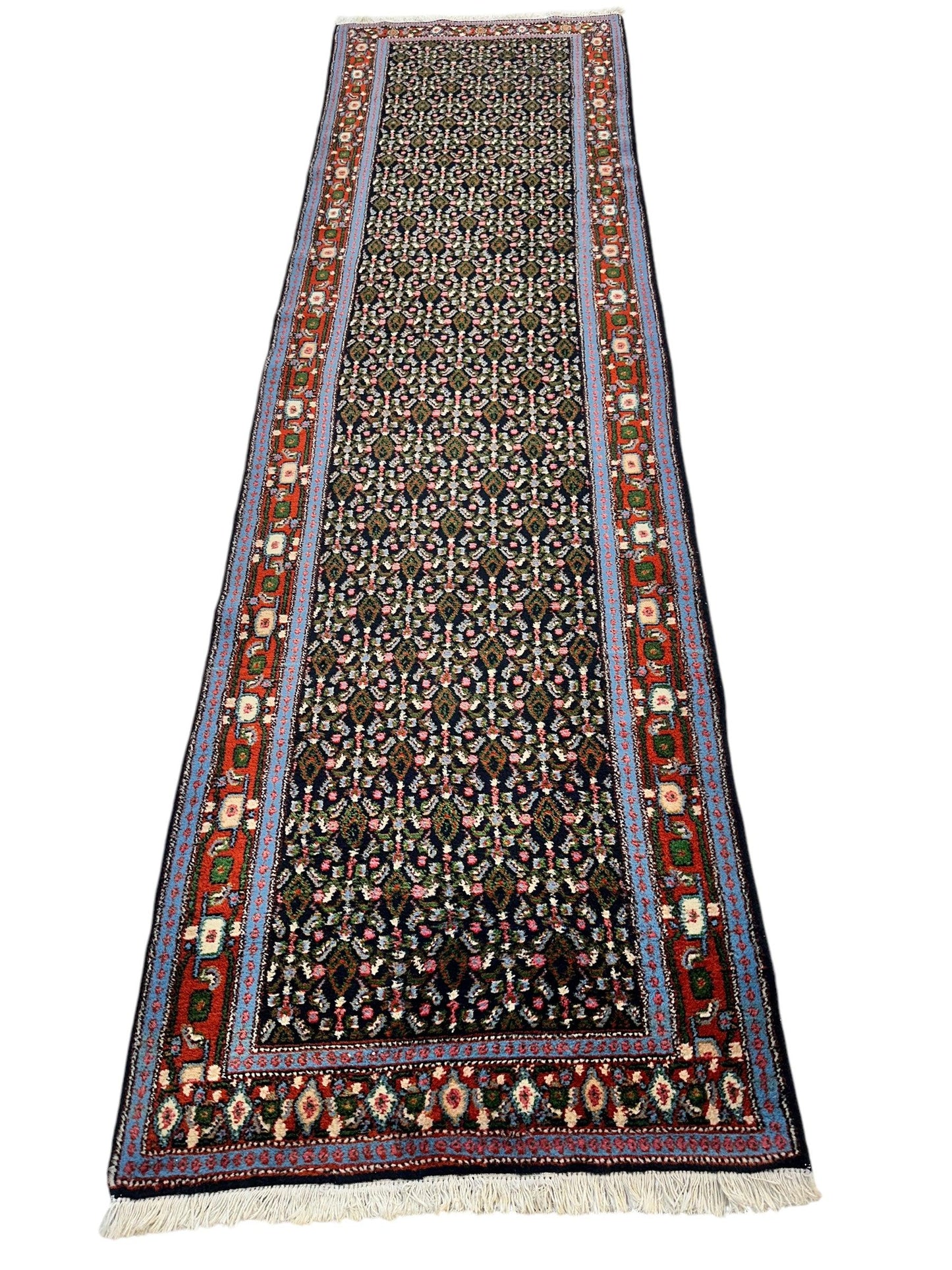 Vintage Persian Senneh Runner Rug - 2'8" x 9'8" - Handwoven Wool, Circa 1960-1980 - Nuvé
