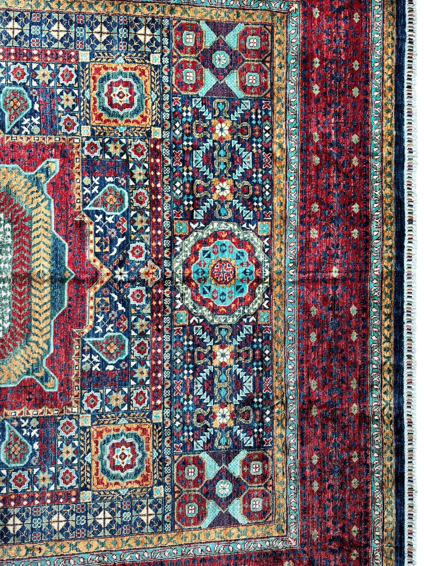 Hand-Knotted Mamluk Wool Rug – 8'4" x 9'9" – Intricate Geometric Masterpiece - Nuvé