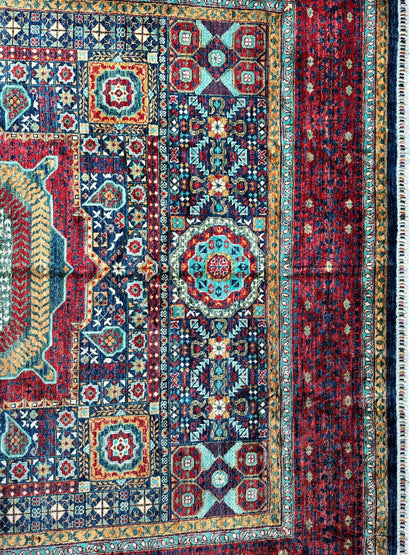 Hand-Knotted Mamluk Wool Rug – 8'4" x 9'9" – Intricate Geometric Masterpiece - Nuvé