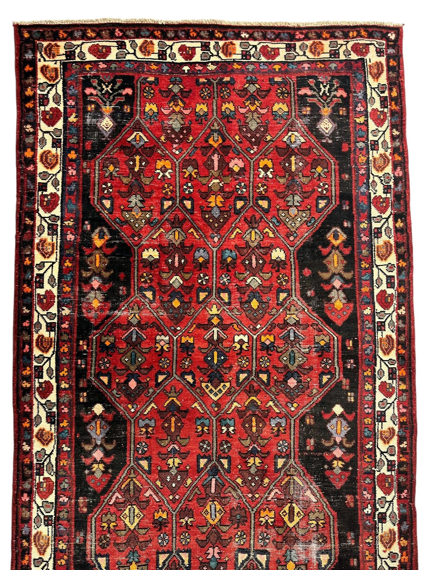 Vintage Persian Hosseinabad Runner Rug - 4’2” x 10’5” - Handwoven Wool, Circa 1950s - Nuvé