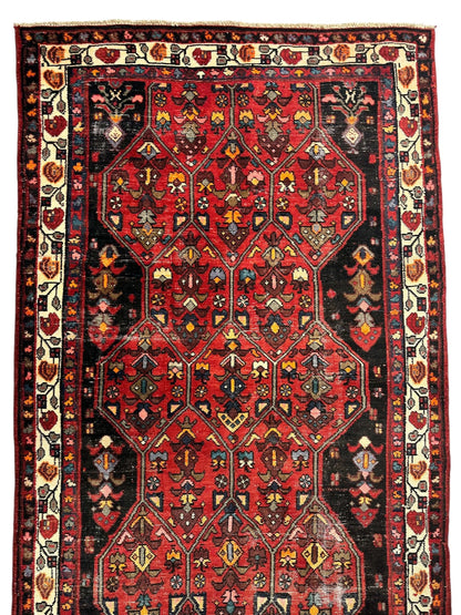 Vintage Persian Hosseinabad Runner Rug - 4’2” x 10’5” - Handwoven Wool, Circa 1950s - Nuvé