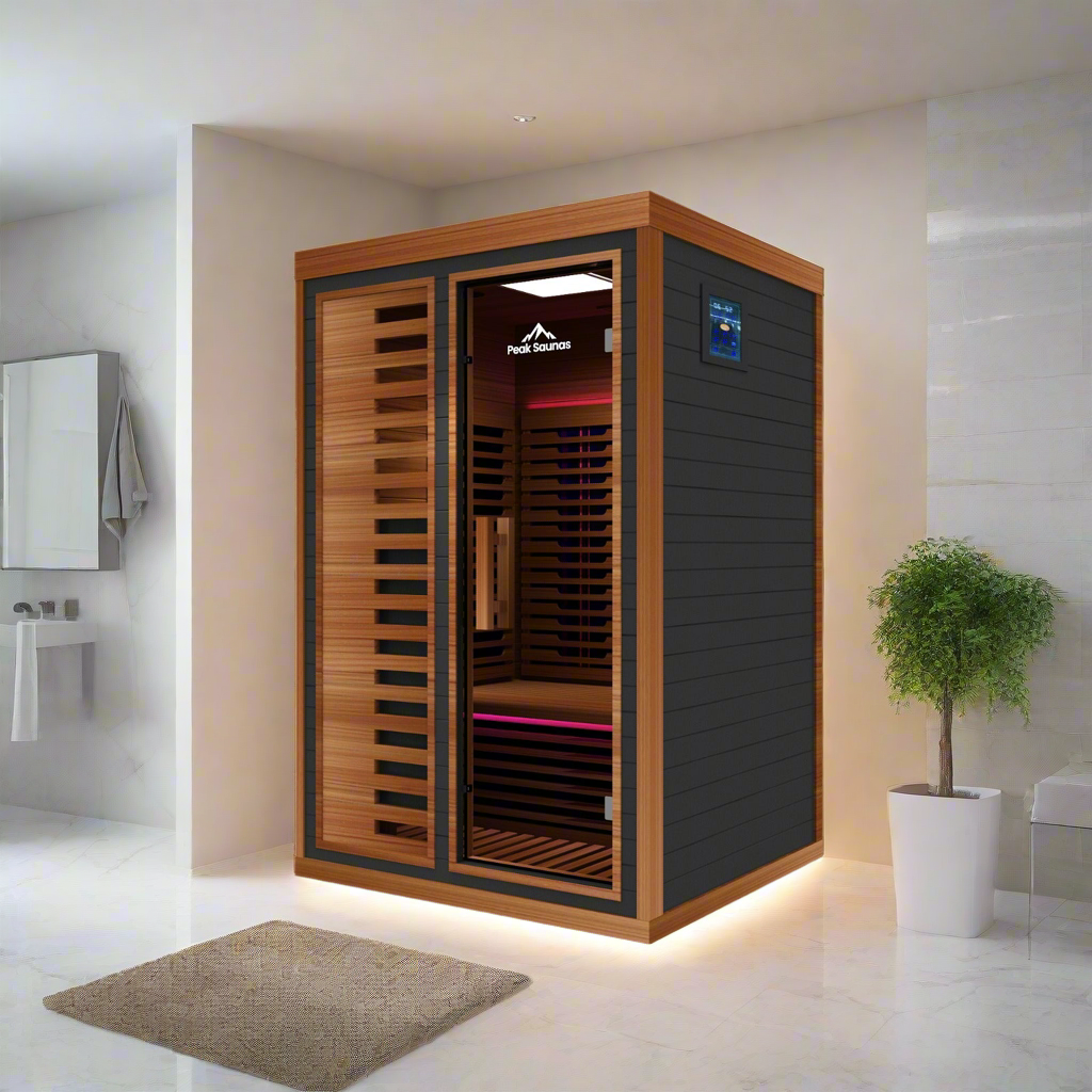 Peak Saunas Fuji 2-Person Full Spectrum Infrared Sauna with XL Medical-Grade Red Light Therapy & Smart WiFi App Control - Nuvé