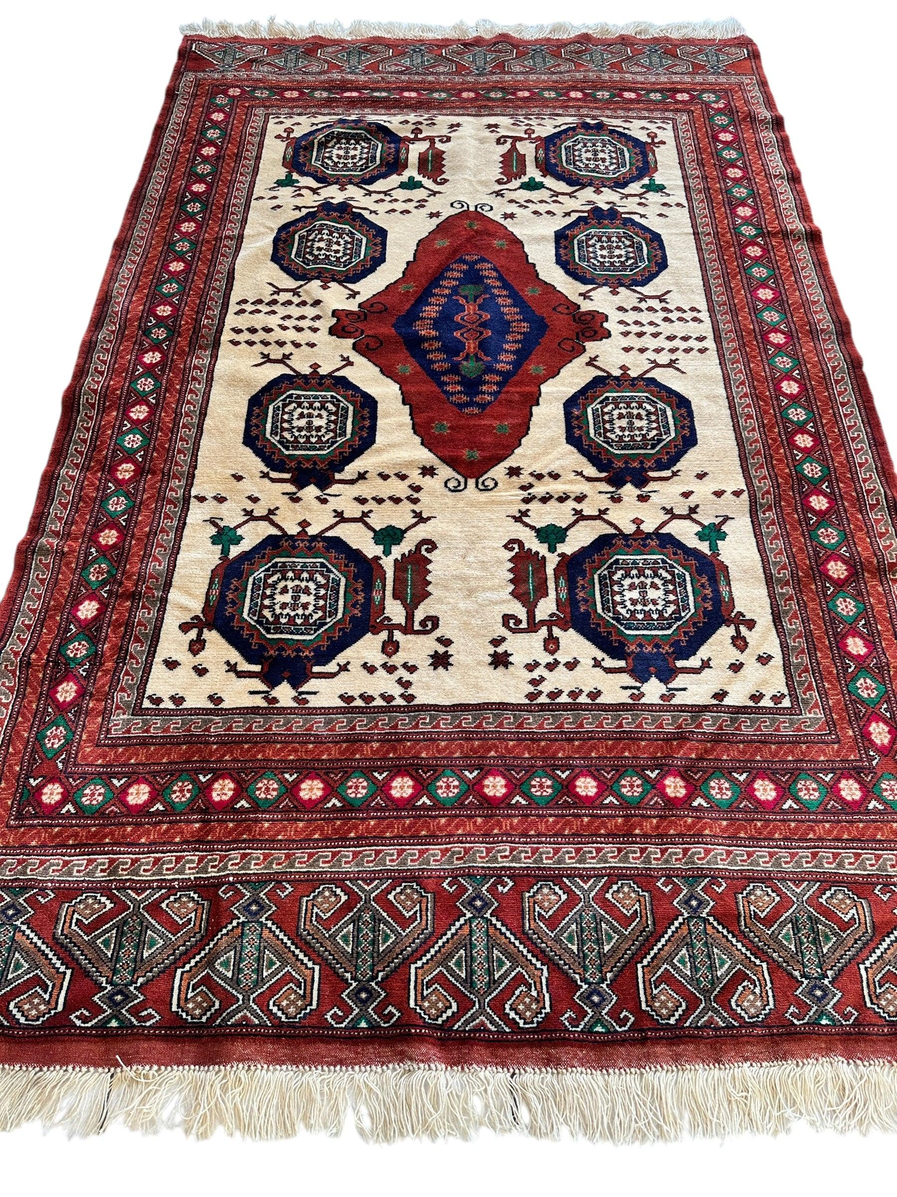 Hand-Knotted Afghani Kazak Wool Rug - 4'8" x 7'2" - Nuvé