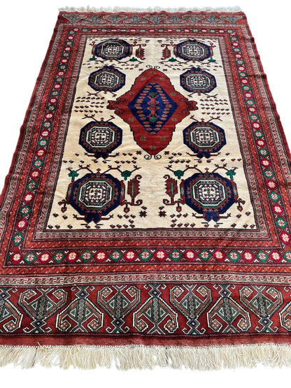Hand-Knotted Afghani Kazak Wool Rug - 4'8" x 7'2" - Nuvé