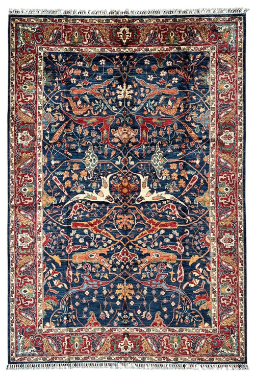 Hand-Knotted Afghani Bidjar Ghazni Wool Rug – 6'7" x 9'10" – Elegant Floral Design - Nuvé