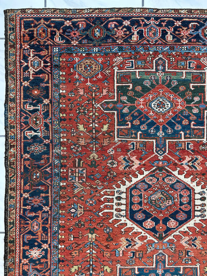 KARAJA Persian Antique Heriz Rug  4'9" x 6' - Nuvé
