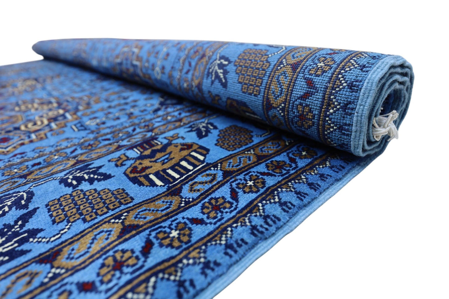 Hand-Knotted Zerkhaki Afghan Wool Area Rug – 6'6" x 10' | Elegant Blue Tones, Handmade Quality - Nuvé