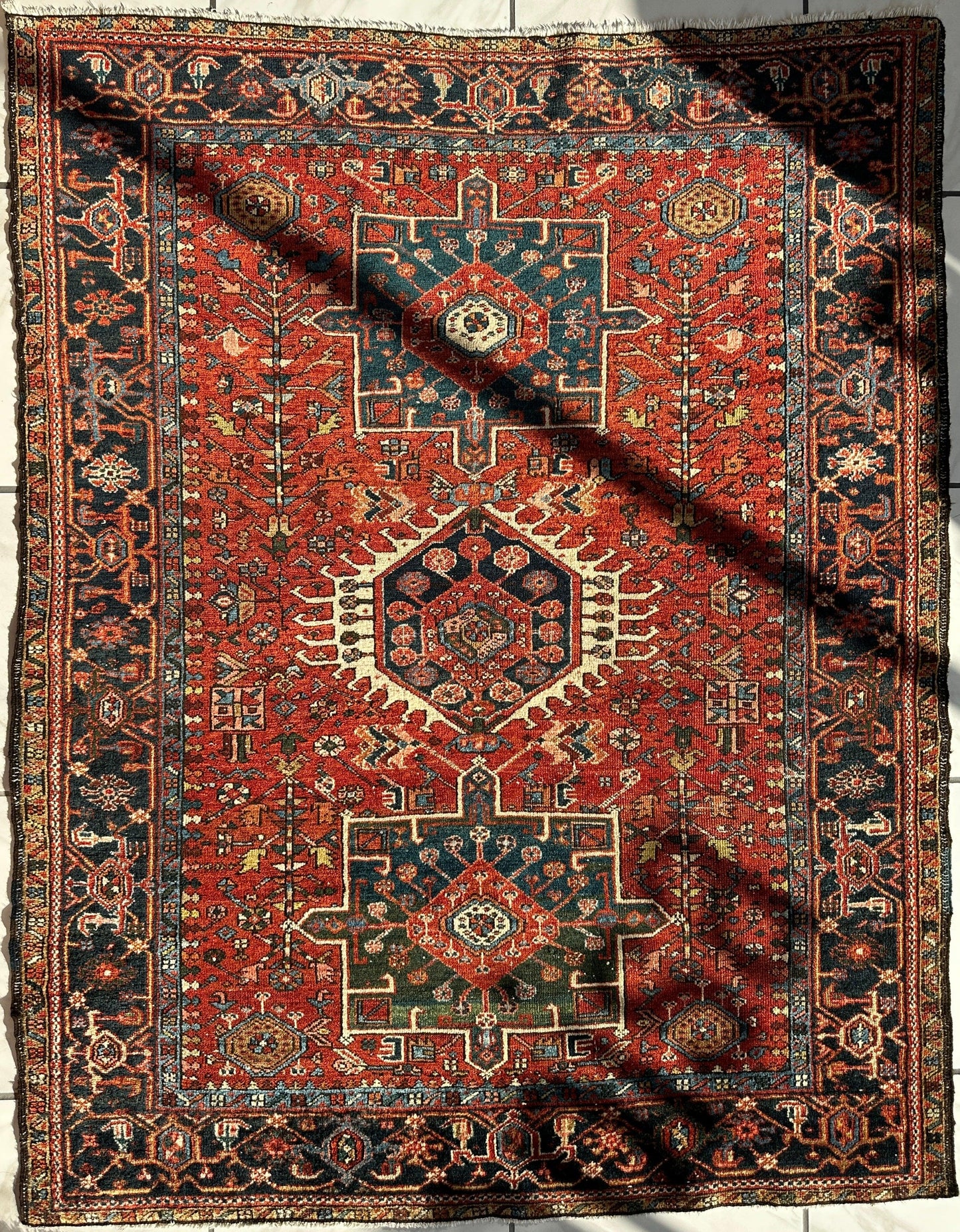 KARAJA Persian Antique Heriz Rug  4'9" x 6' - Nuvé
