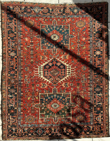 KARAJA Persian Antique Heriz Rug  4'9" x 6' - Nuvé