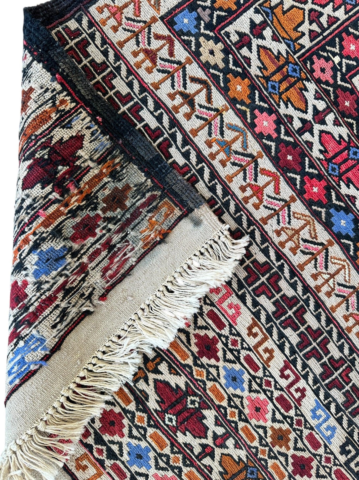 Hand-Woven Afghani Maliki Soumak Wool Kilim Rug - 4'2" x 6'6" - Nuvé