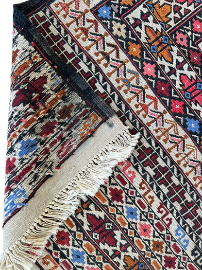 Hand-Woven Afghani Maliki Soumak Wool Kilim Rug - 4'2" x 6'6" - Nuvé