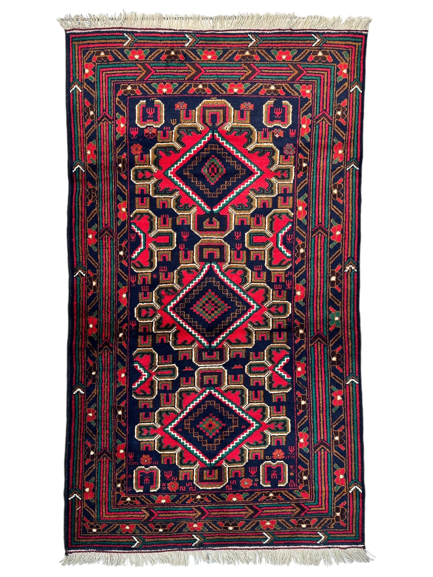 Hand-Knotted Afghani Baluch Wool Rug - 2'10" x 5' - Nuvé