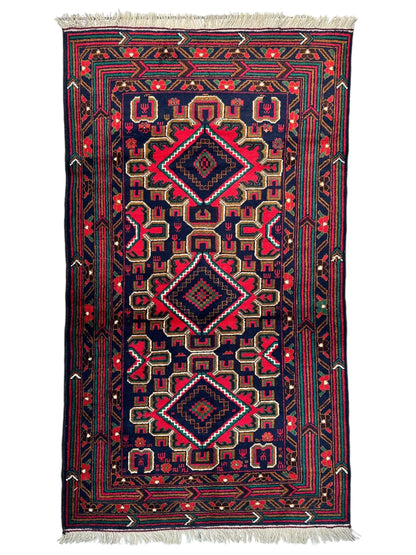 Hand-Knotted Afghani Baluch Wool Rug - 2'10" x 5' - Nuvé